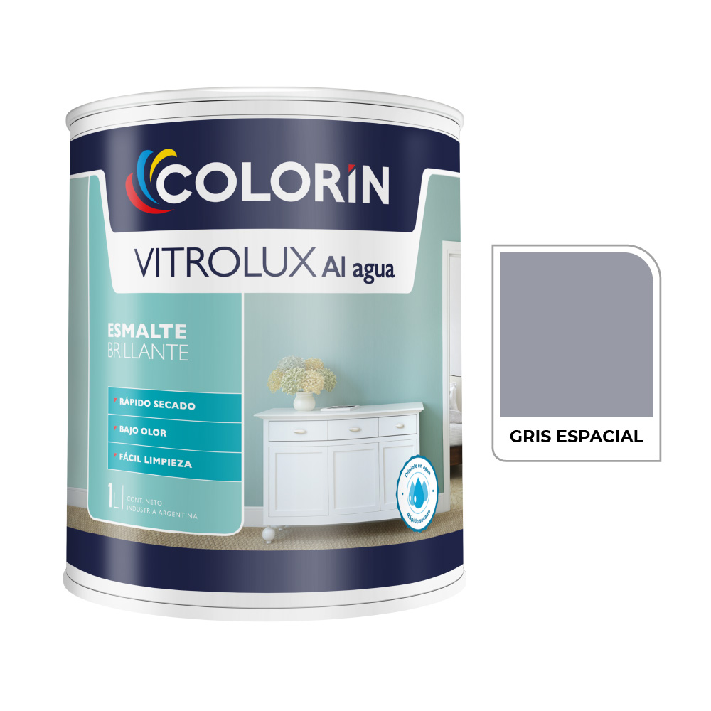 Vitrolux al Agua Brill Gris Espacial  1 L