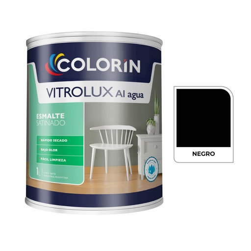 [71015] Vitrolux al Agua Satin Negro  1 L