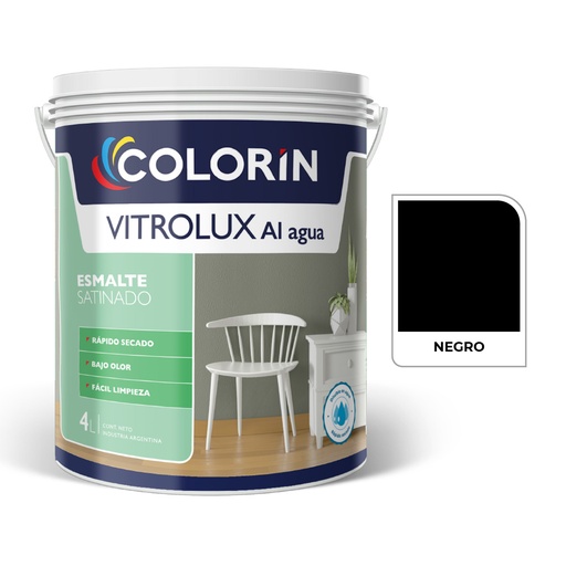 [71017] Vitrolux al Agua Satin Negro  4 L
